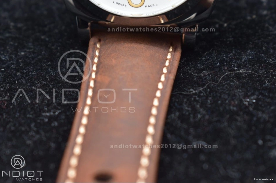 977 Best Dial Edition on Luminor PAM1046 Asso AXXXIV Strap Bold Due VSF White Brown 0129